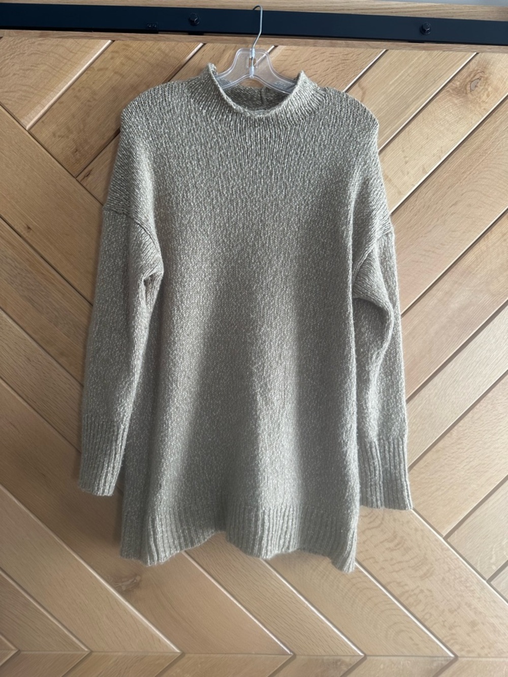 Pure Jill - Cozy Oversized Women's tunic Sweater - Beige/green